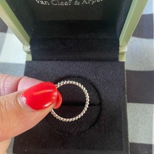 - Van Cleef & Arpels White Gold Perlee Ring Size Small (approx 6)